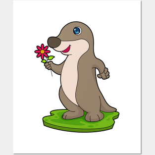 Otter with Flower Posters and Art